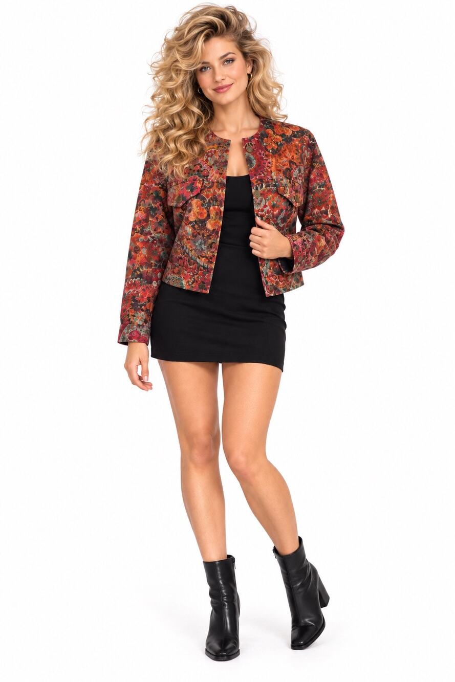 Vintage ‘90s GUESS by Georges Marciano Floral Tapestry Button Up Cropped Jacket